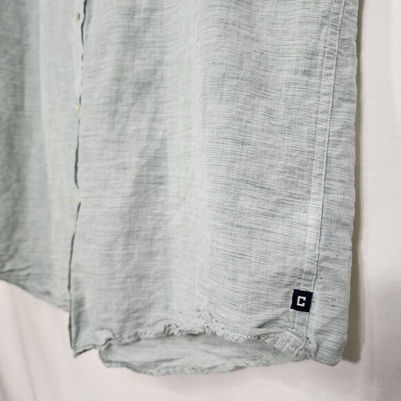 Chaps Mens Shirt Size XL Linen Cotton Green Button Up Short Sleeve Casual Beach - Picture 6 of 13